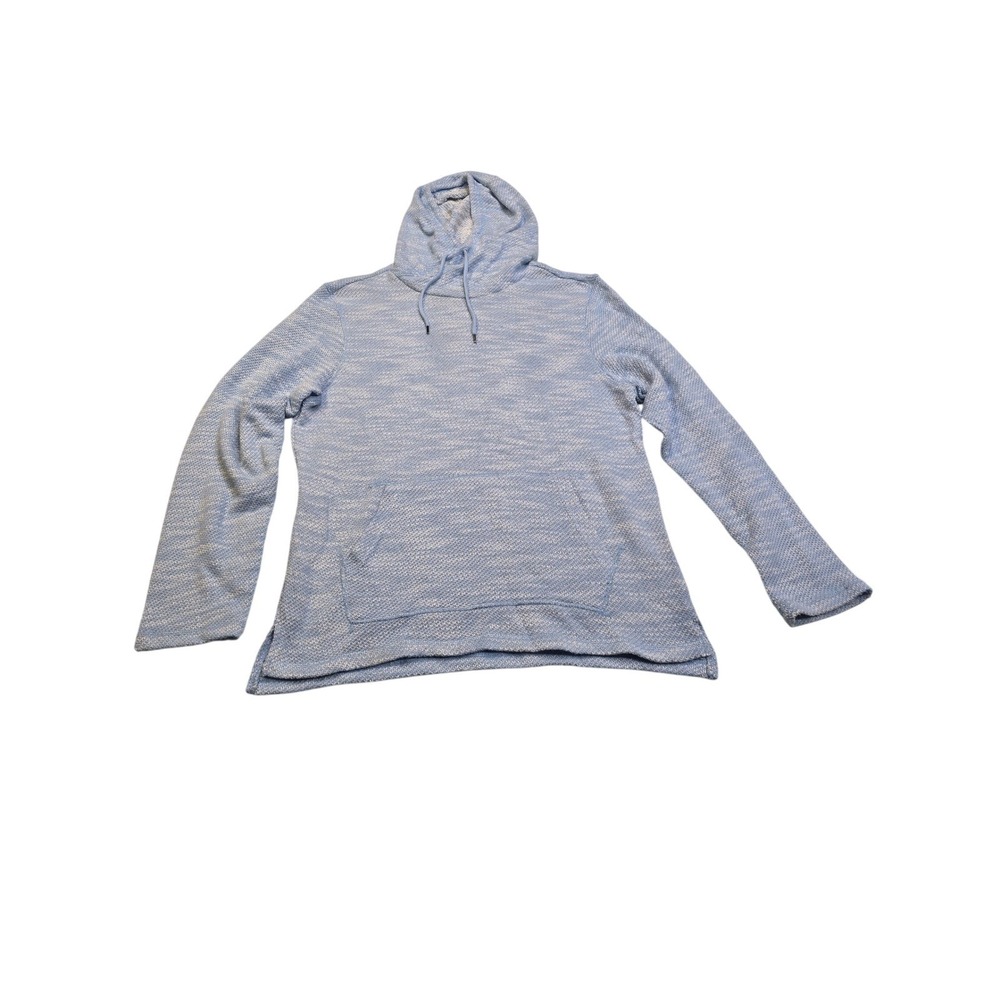True Craft Originals Mens Large Blue Marled Knit Pullover Hoodie Sweater 0047